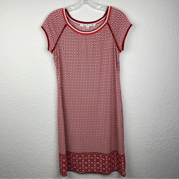 Max Studio Red Orange & White Soft Sheath Dress Size Small - Picture 2 of 12
